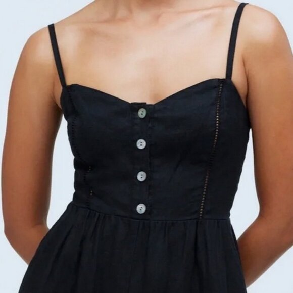 Madewell Wide-Leg Jumpsuit 100% Linen Sample in Black - Size 18W - NWOT - Picture 2 of 8